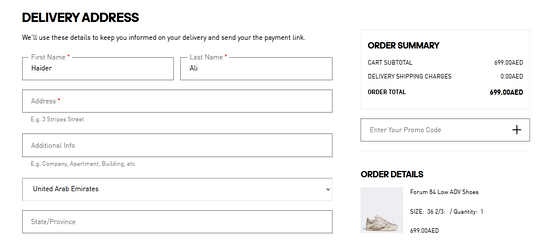 Adidas Discount Applied