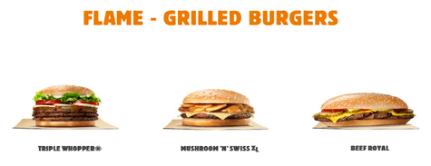 Burger King Grilled And Flamed Burgers