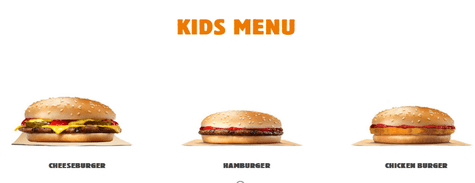 Kids Menu Is Also Available in Burger King