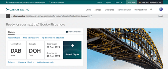 Cathay Pacific Official Website