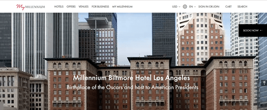 Millennium Hotels Website
