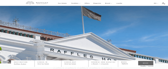 Raffles Hotels Website