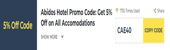 Abidos Hotel Show Coupon