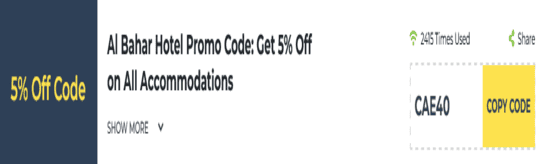 Al Bahar Hotels Show Coupon