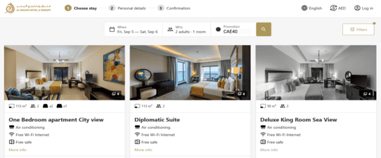 Al Bahar Hotels Website