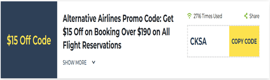 Alternative Airlines Show Coupon
