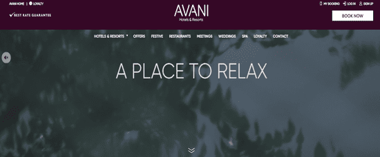 Avani Hotels Website