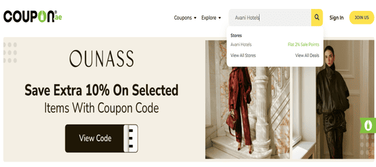 Avani Hotels Search Store