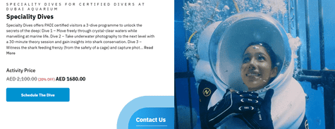 Dubai Aquarium & Underwater Zoo Speciality Dives