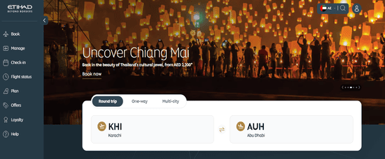 Etihad Airways Website