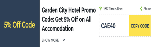 Garden City Hotel Dubai Show Coupon