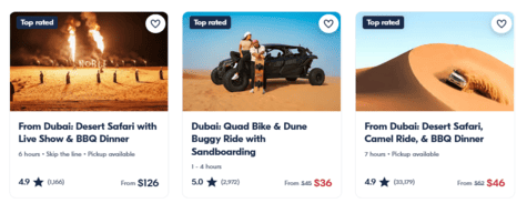GetYourGuide Dubai Desert Safaris