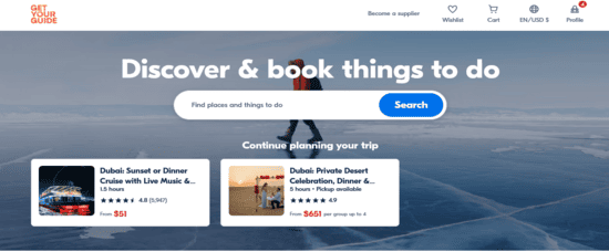 GetYourGuide Website