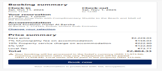 Grand Excelsior Hotel discount applied