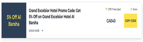 Grand Excelsior Hotel Show Coupon