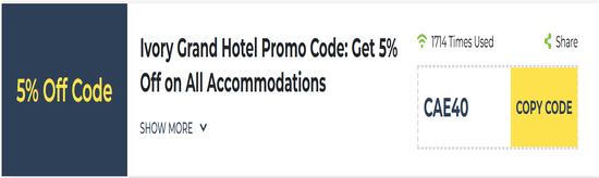 Ivory Grand Hotel Apartments Show Coupon