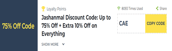 Jashanmal Show Coupon