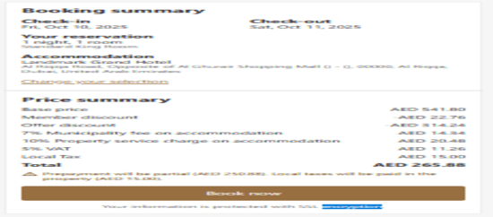 Landmark Hotels discount applied