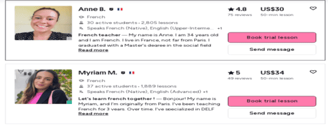 Preply French Tutors