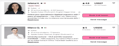 Preply Italian Tutors