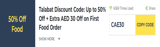 Talabat Show Coupon
