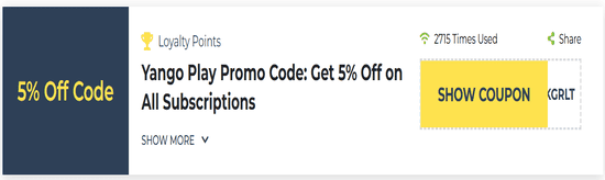 Yango Play Show Coupon